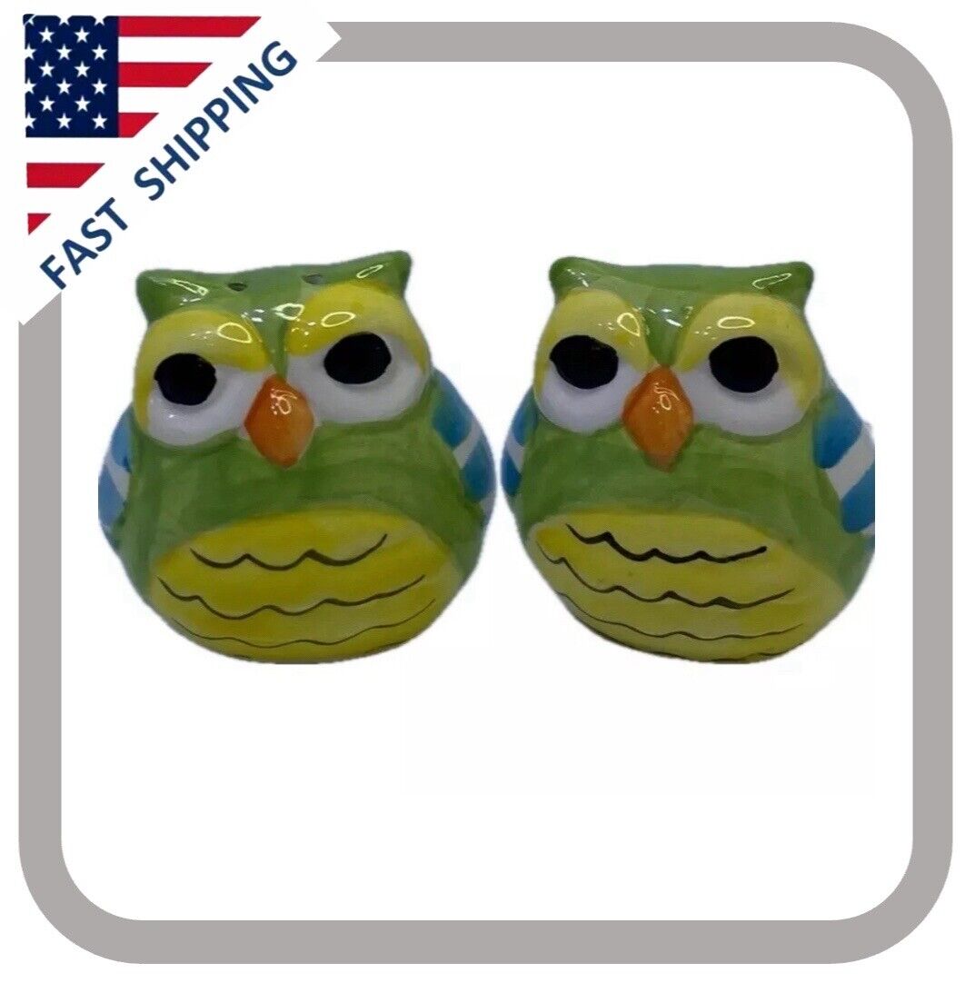 Owl Salt and Pepper Shakers Spring/Summer Set Bright Colors