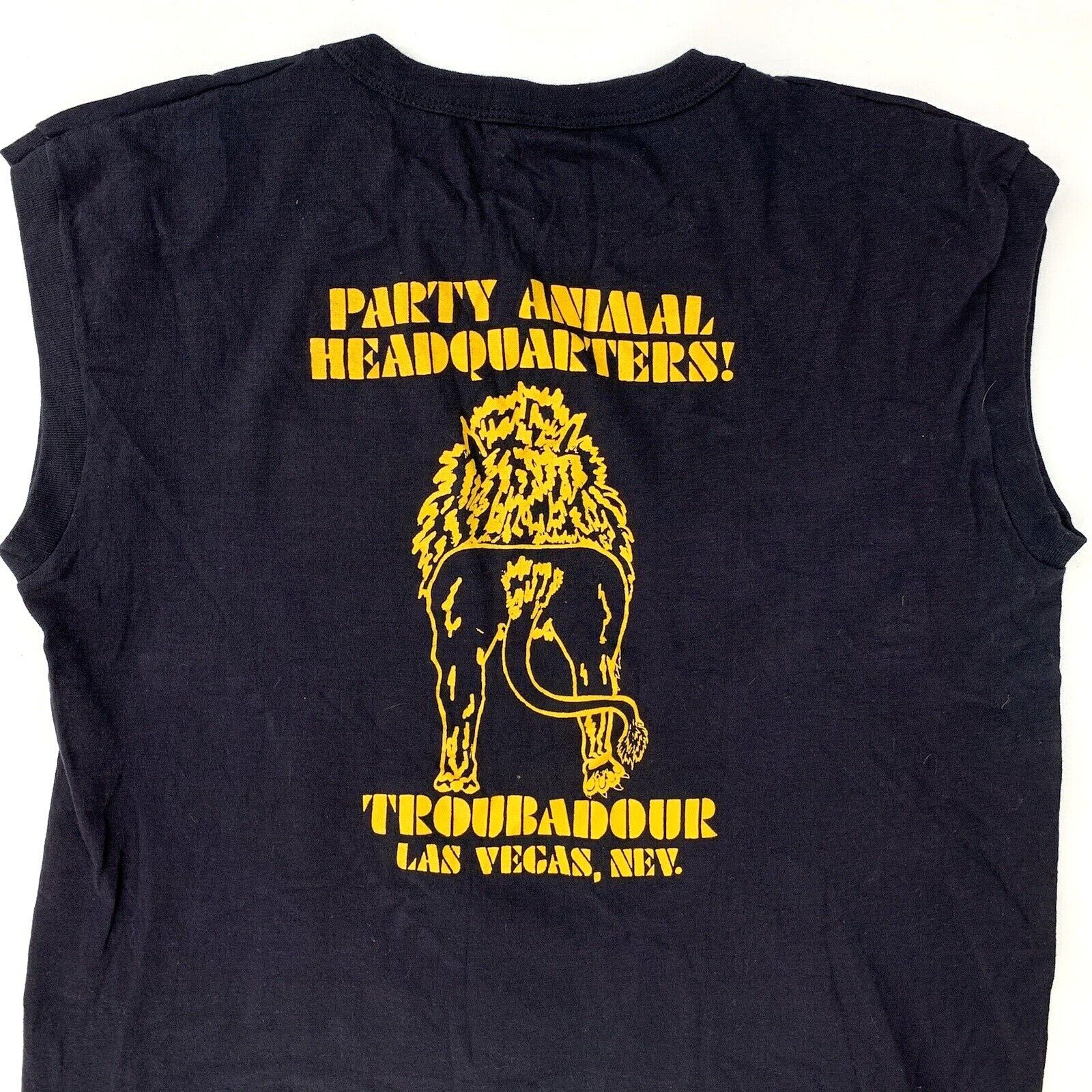 Vintage 80s Las Vegas Lounge Casino Tank Troubadour Party Animal Shirt sz M RARE