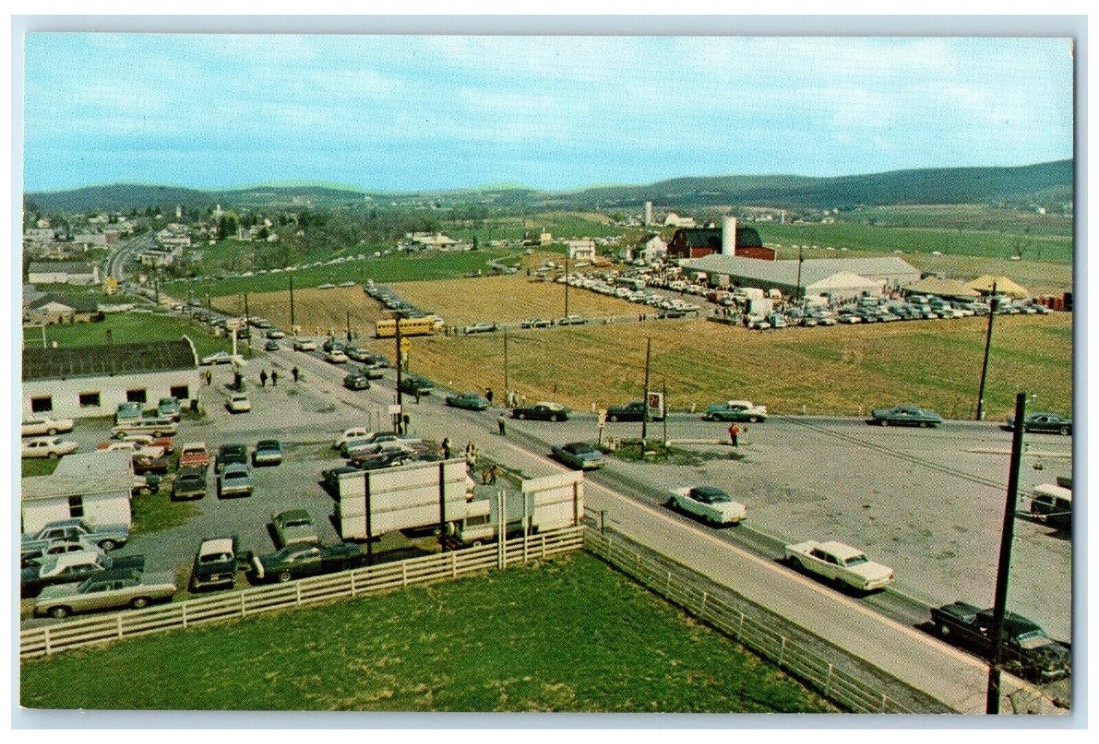 c1960 Aerial View Annual Springs Relief Sale Morgantown Pennsylvania PA Postcard