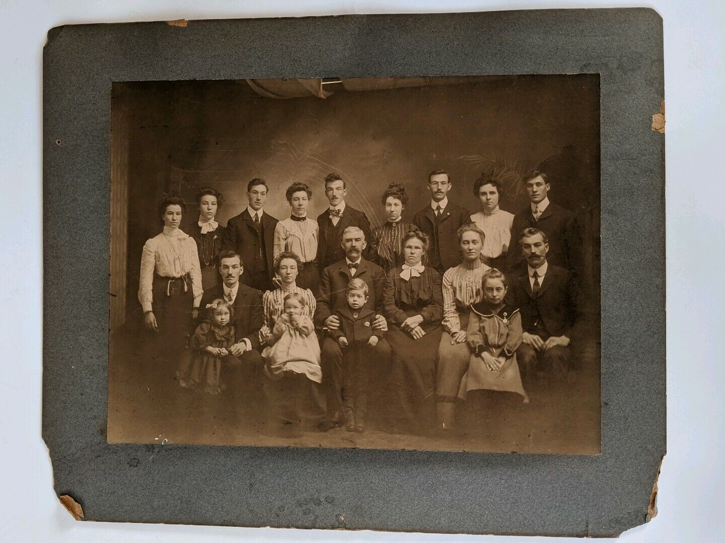 Antique 1900s Family Group Photo Large 17 x 14