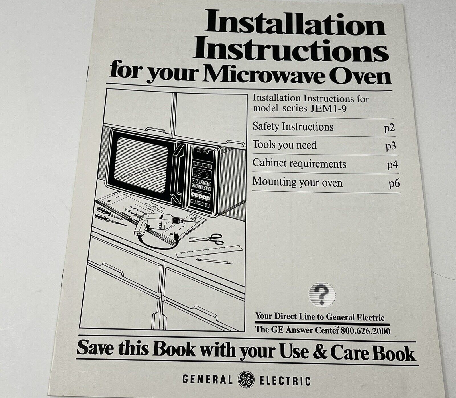 GE Microwave JEM1-9 Installation Instructions Use Care Owners Manual