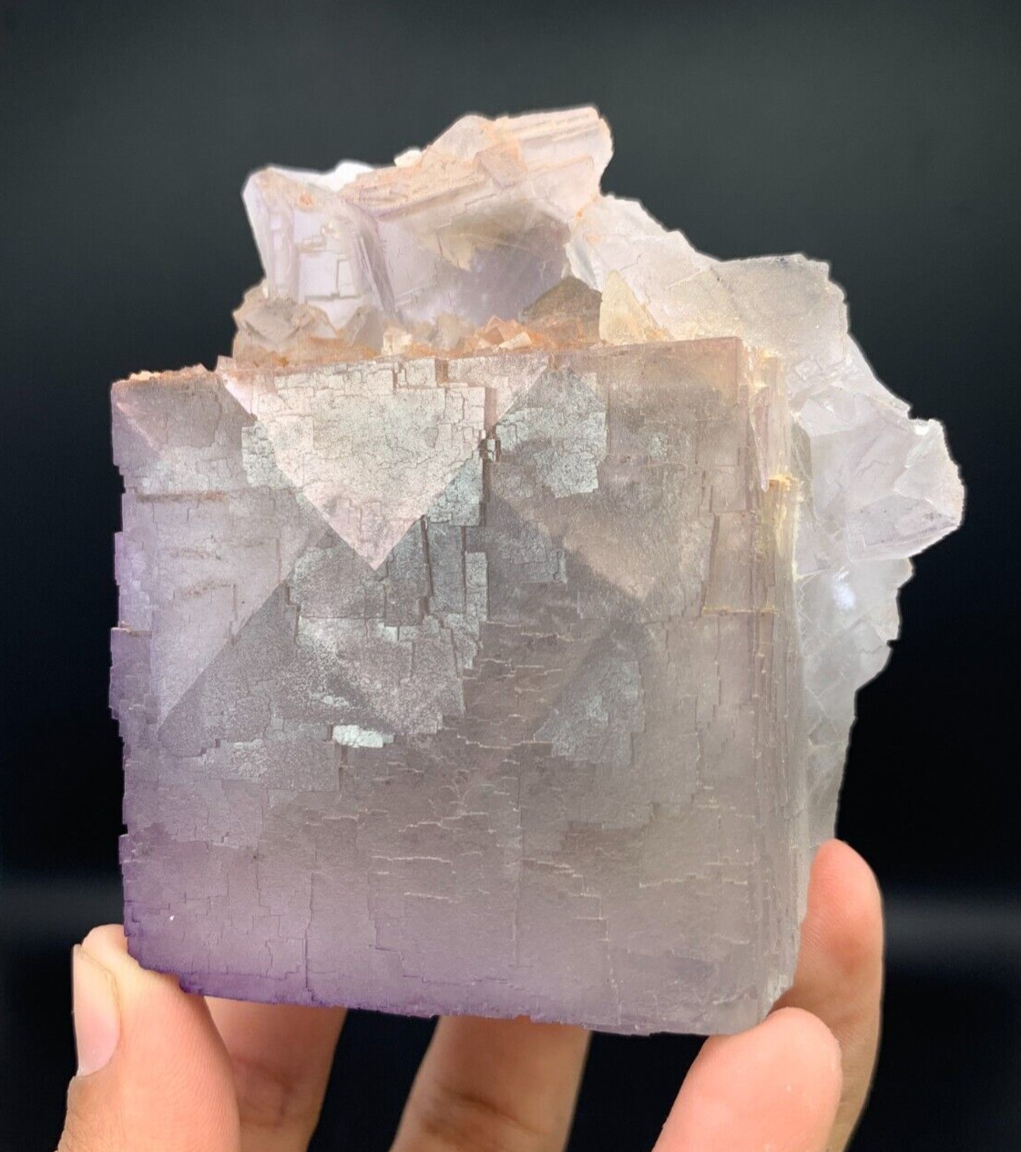 524 Gram. Terminated And Undamaged Cubic Phantom Natural Fluorite Crystal