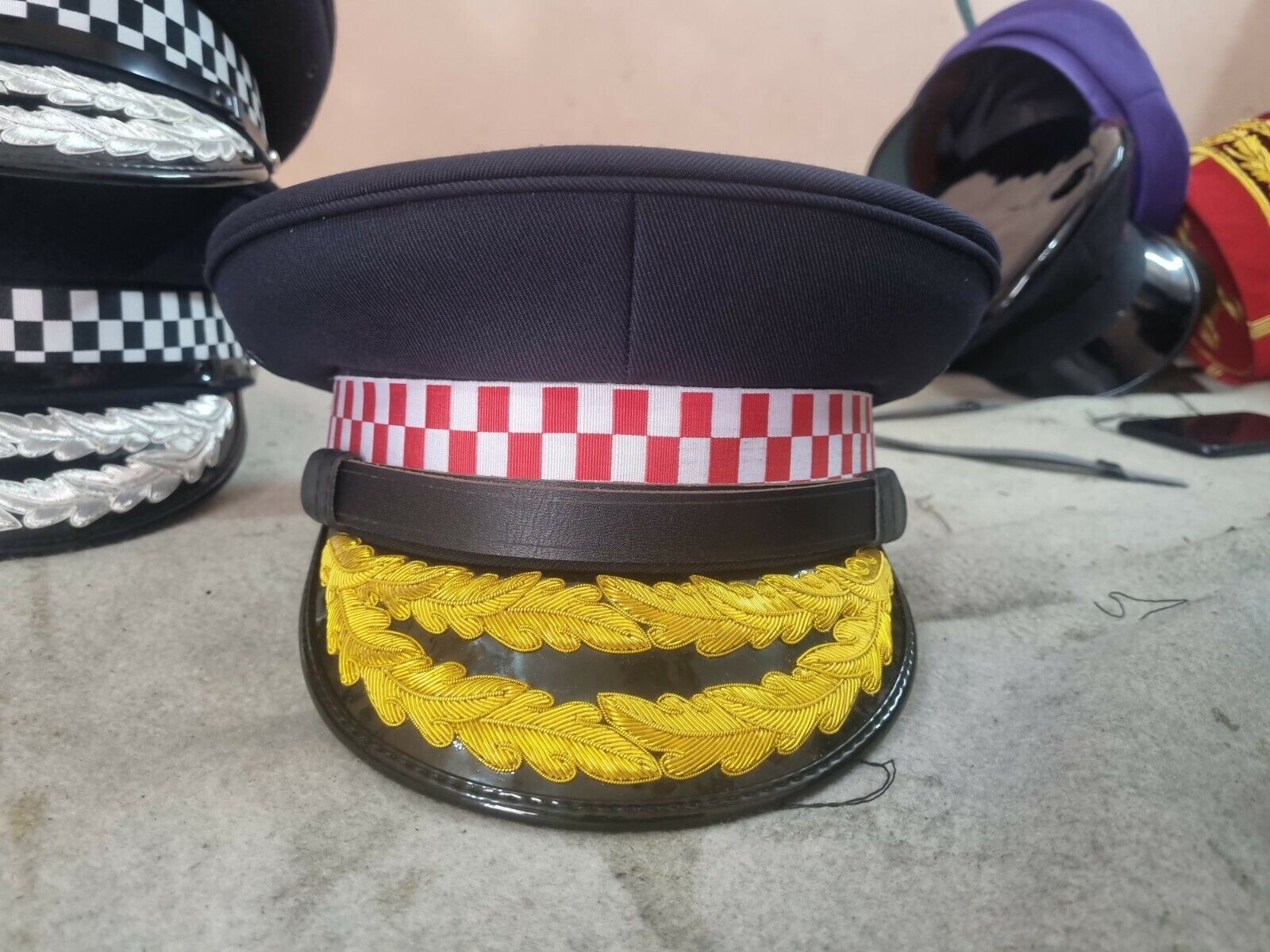 British Police officer peak Cap / Hat ( navy blue Wool Top)