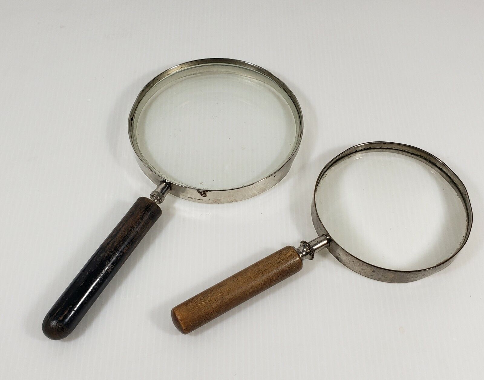 2 Vintage Magnifying Glasses, 1 Concave & 1 Convex, France 