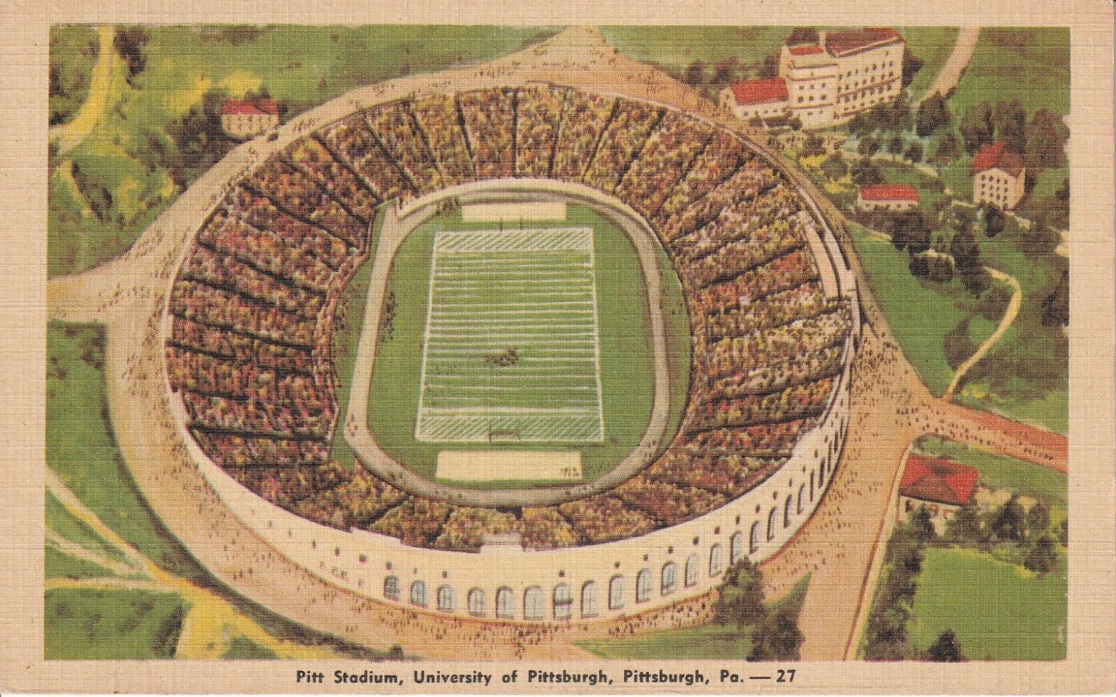 Scarce University of Pittsburgh Panthers Football Pitt Stadium Postcard