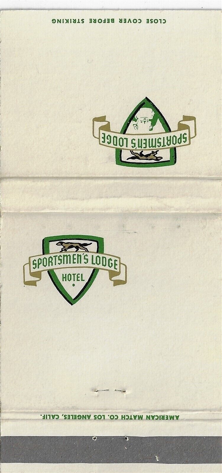 Sportsman's Lodge Hotel North Hollywood CA FS Empty Matchcover
