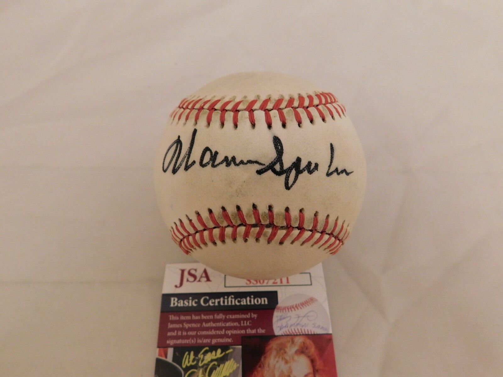 Warren Spahn Signed / Autographed ONL Bart Giamatti Baseball JSA COA