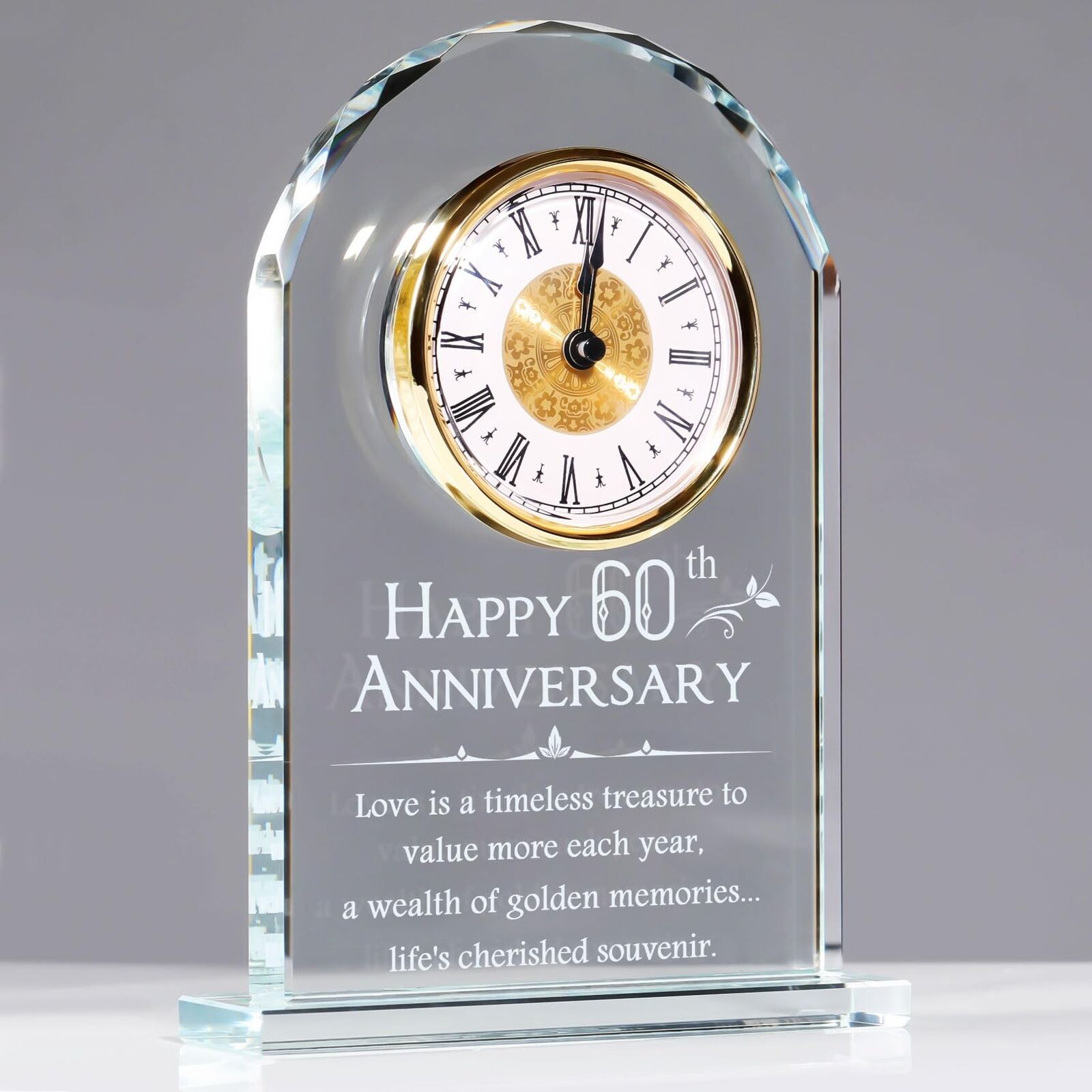 YWHL 60th Anniversary Quartz Clock Gifts for Parents Grandparents, 60 Year We...