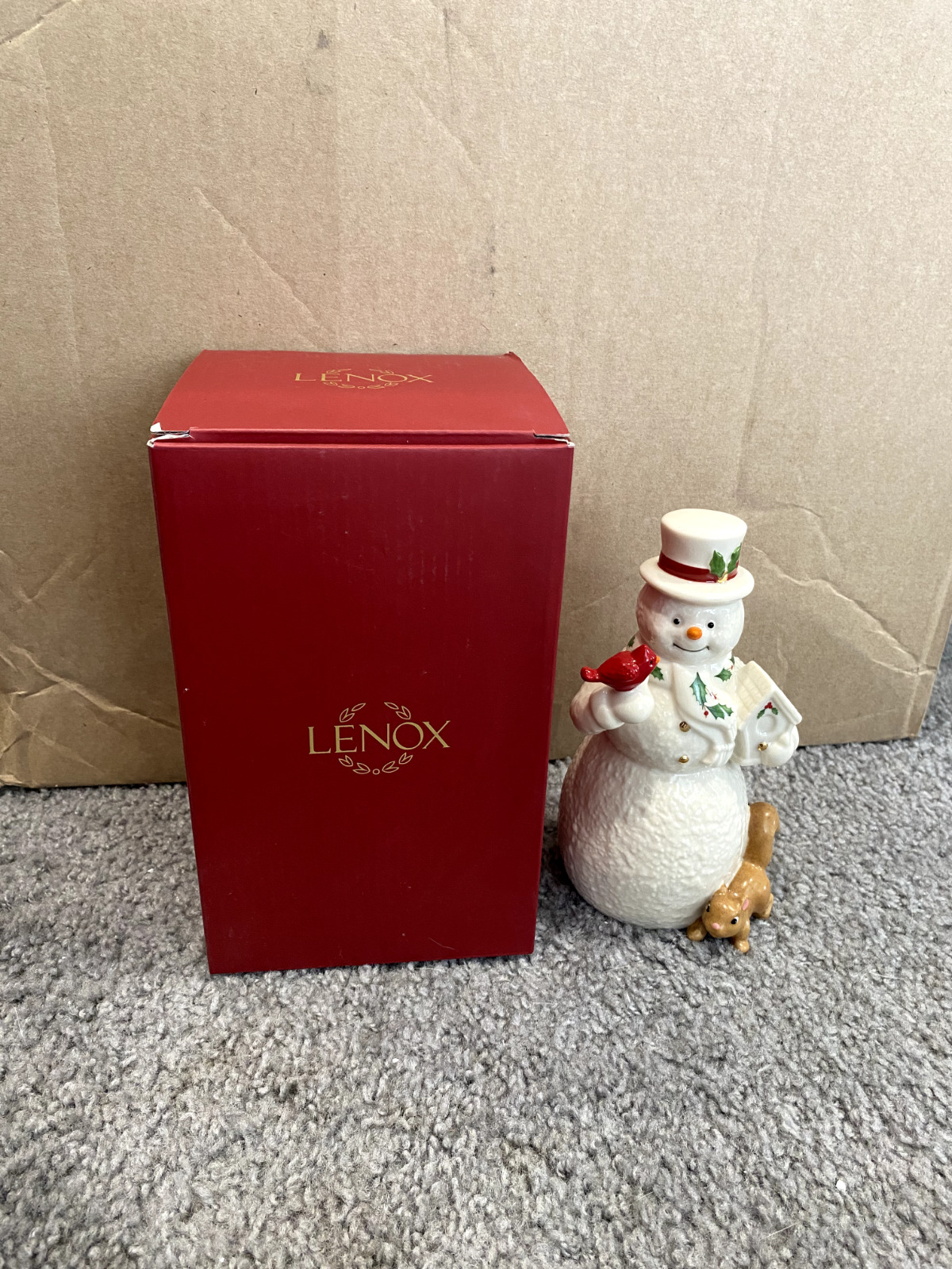 Lenox Annual 2022 Snowman With Cardinal and Squirrel 7” Figurine