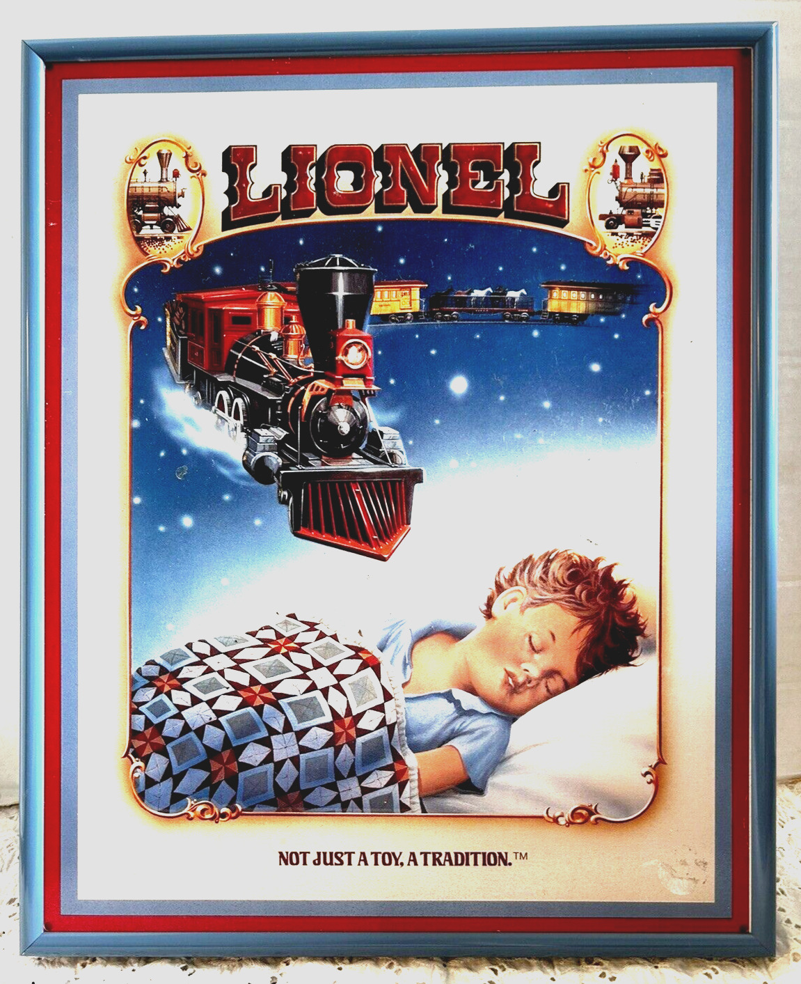LIONEL TRAIN Beautifully Framed Reproduction Tin Wall Picture 13x11 No Glass {C}