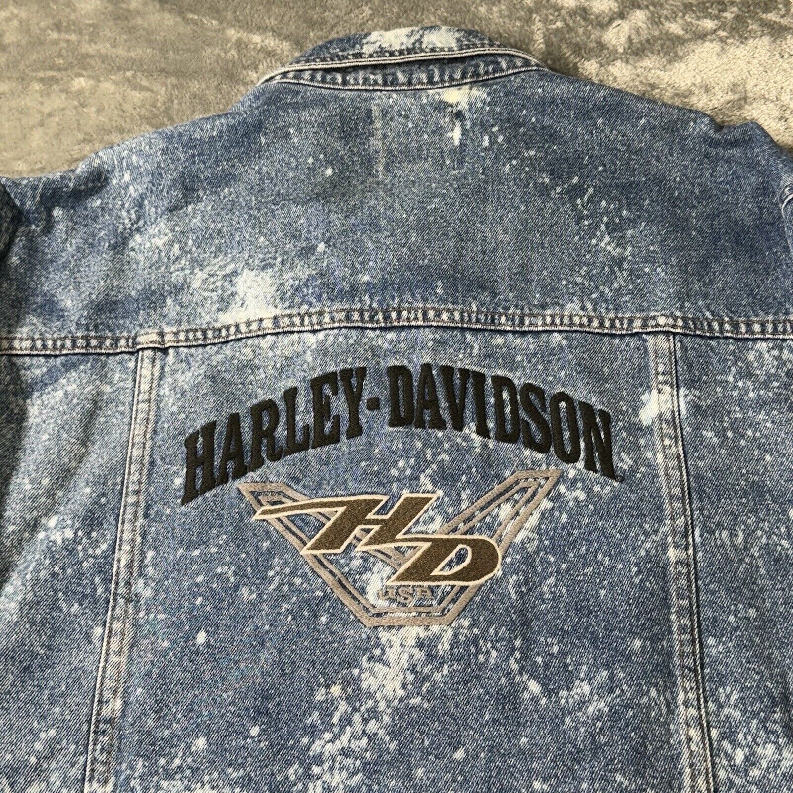 Harley Davidson Vintage Biker Blues Men’s Denim Jacket  Size 2XL **MADE IN USA**