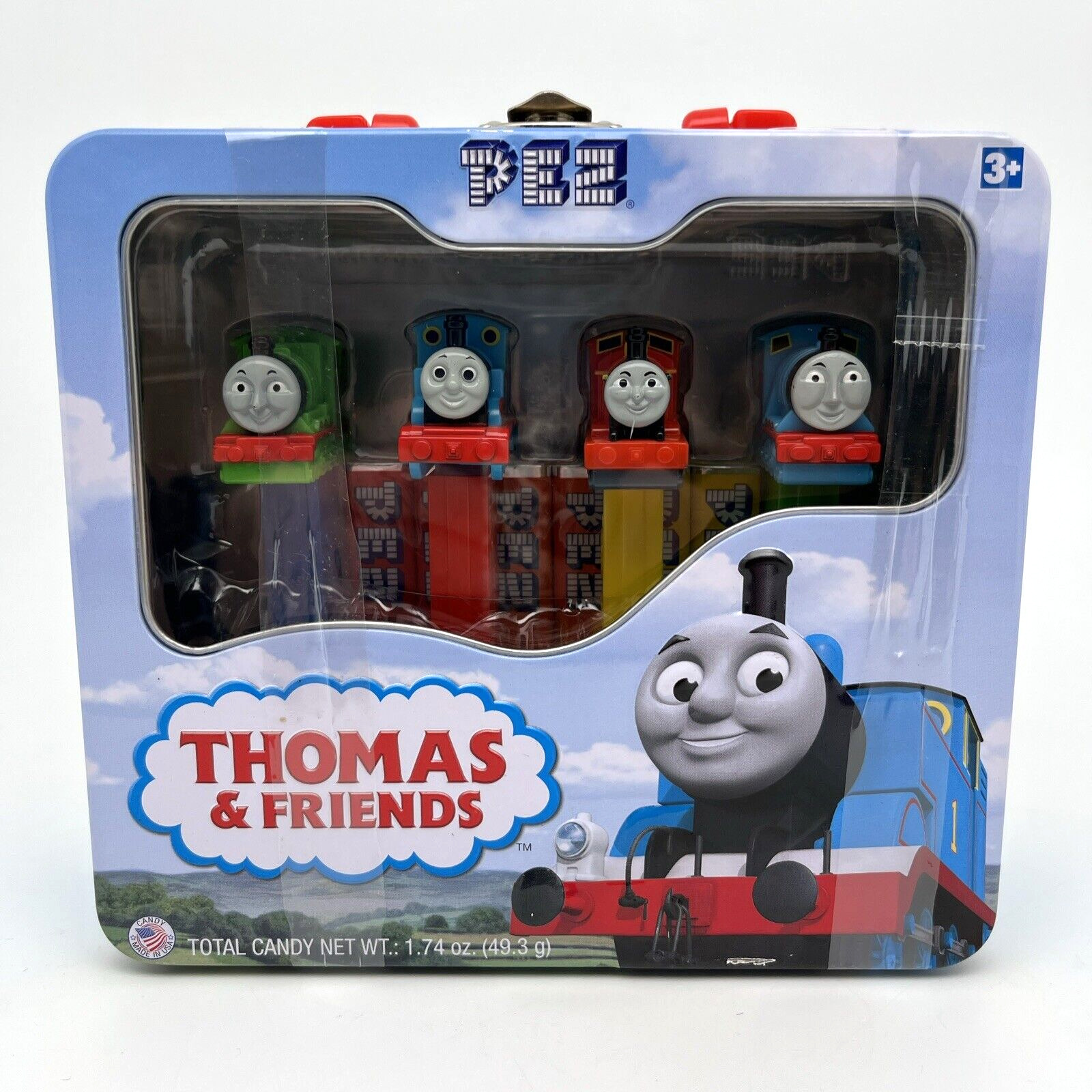 PEZ 2010 THOMAS & FRIENDS 4 DISPENSERS IN TIN LUNCHBOX GIFT SET NEW RARE