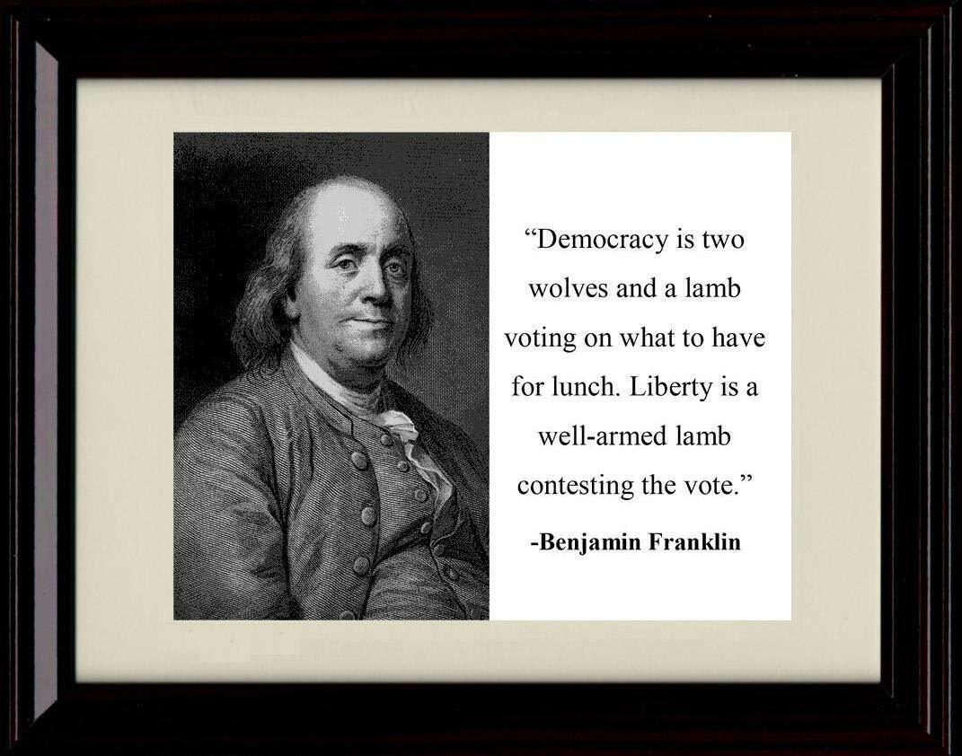 8x10 Framed Ben Franklin Quote - Democracy