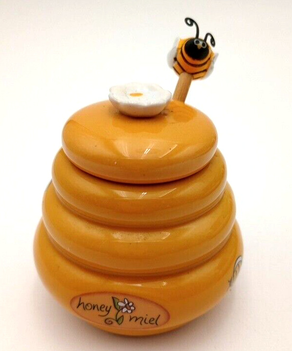 Honey Miel  Bee Hive Honey Pot Dispenser with Bumble Bee Dipper