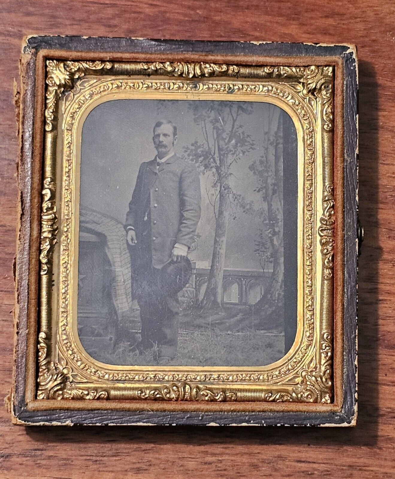 Post Civil War Sixth Plate Tintype Tribute Photograph in Half Case