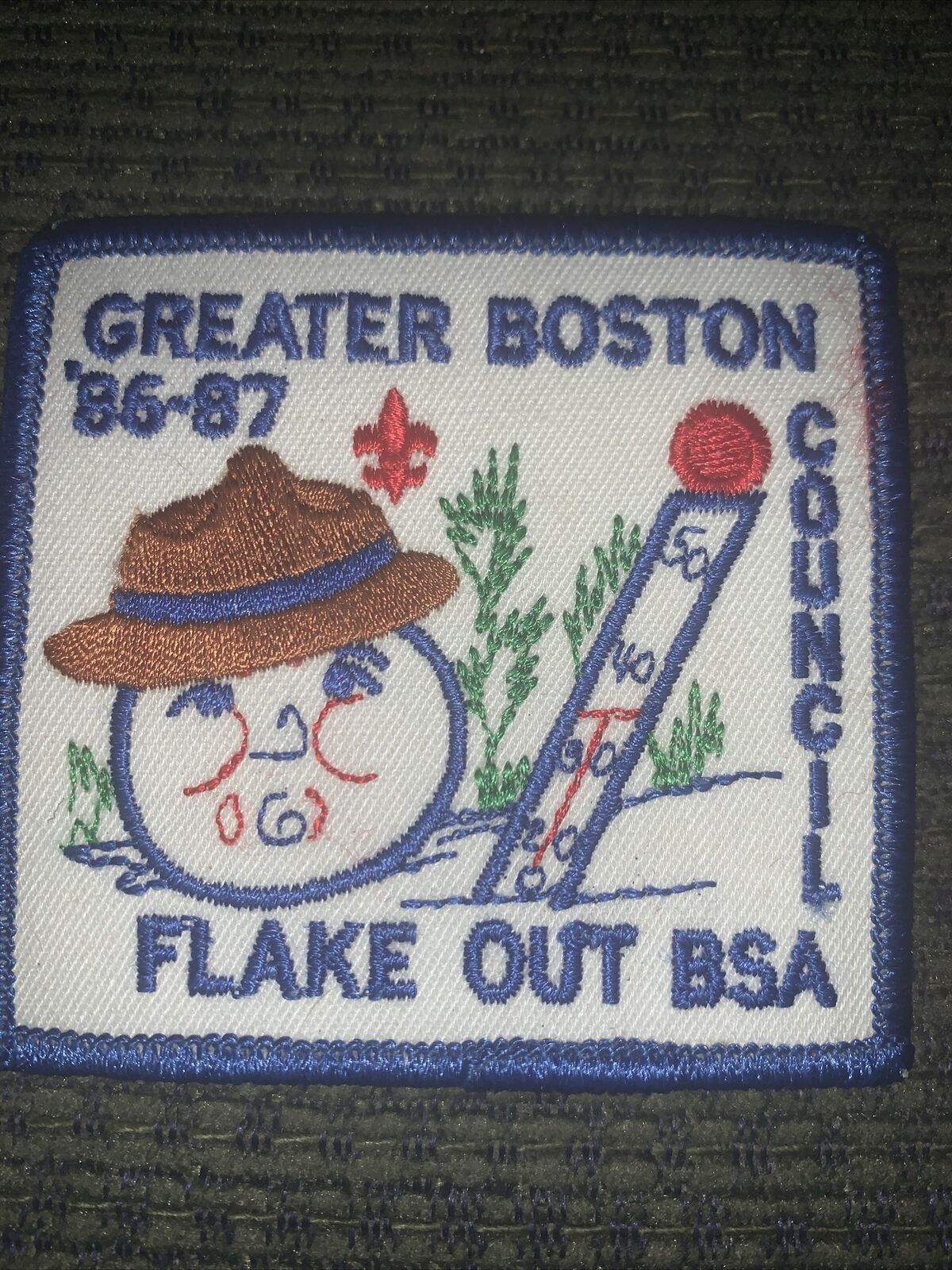1986-87 Boy Scout Greater Boston Flake Out  Patch  BSA