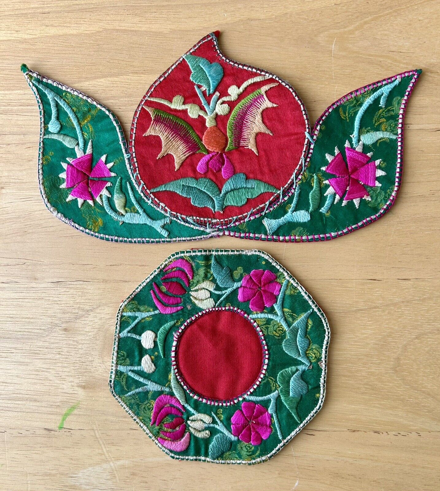 TWO MIAO HILL TRIBE HMONG EMBROIDERY PATCHES PIECES