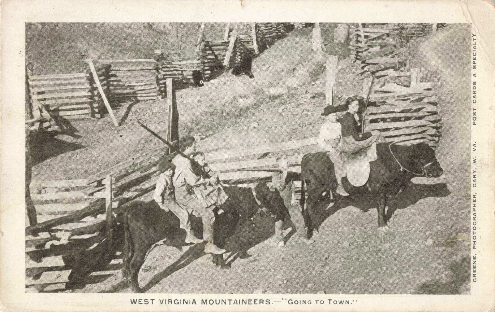 West Virginia Mountaineers Going to Town Gary WV PM Iaeger 1908 Postcard