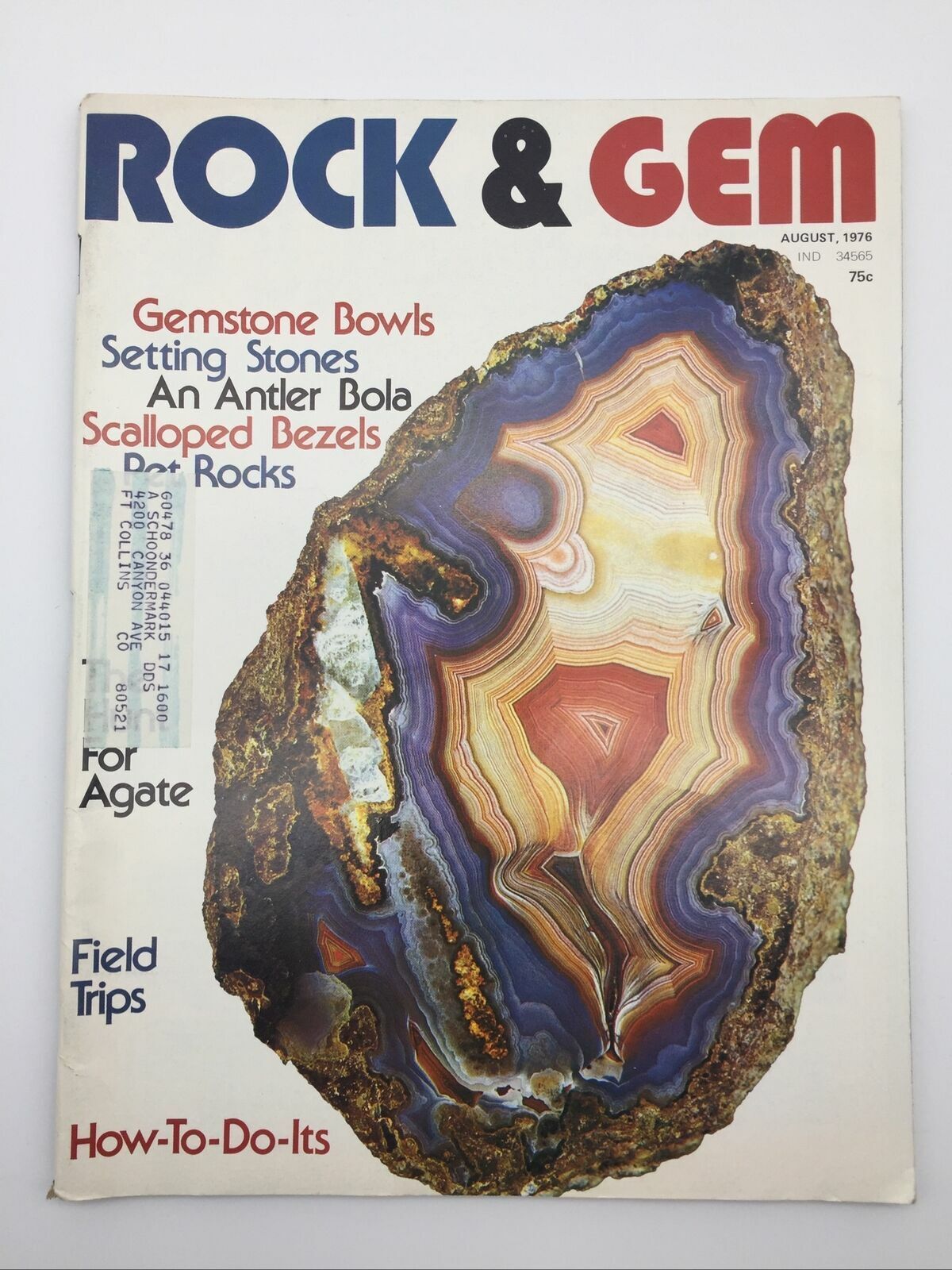 1976 AUGUST ROCK & GEM MAGAZINE Gemstone Bowls Antler Bola Agate Setting Stones