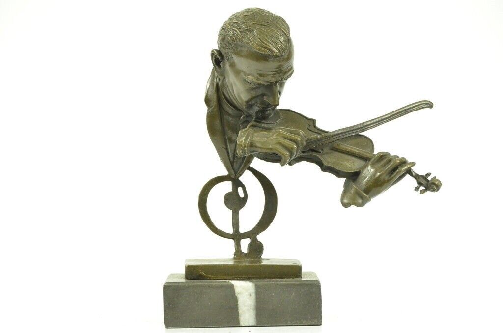 Abstract Bust Male Man Violin Player Home Decor Bronze Statue Hand Made Figurine