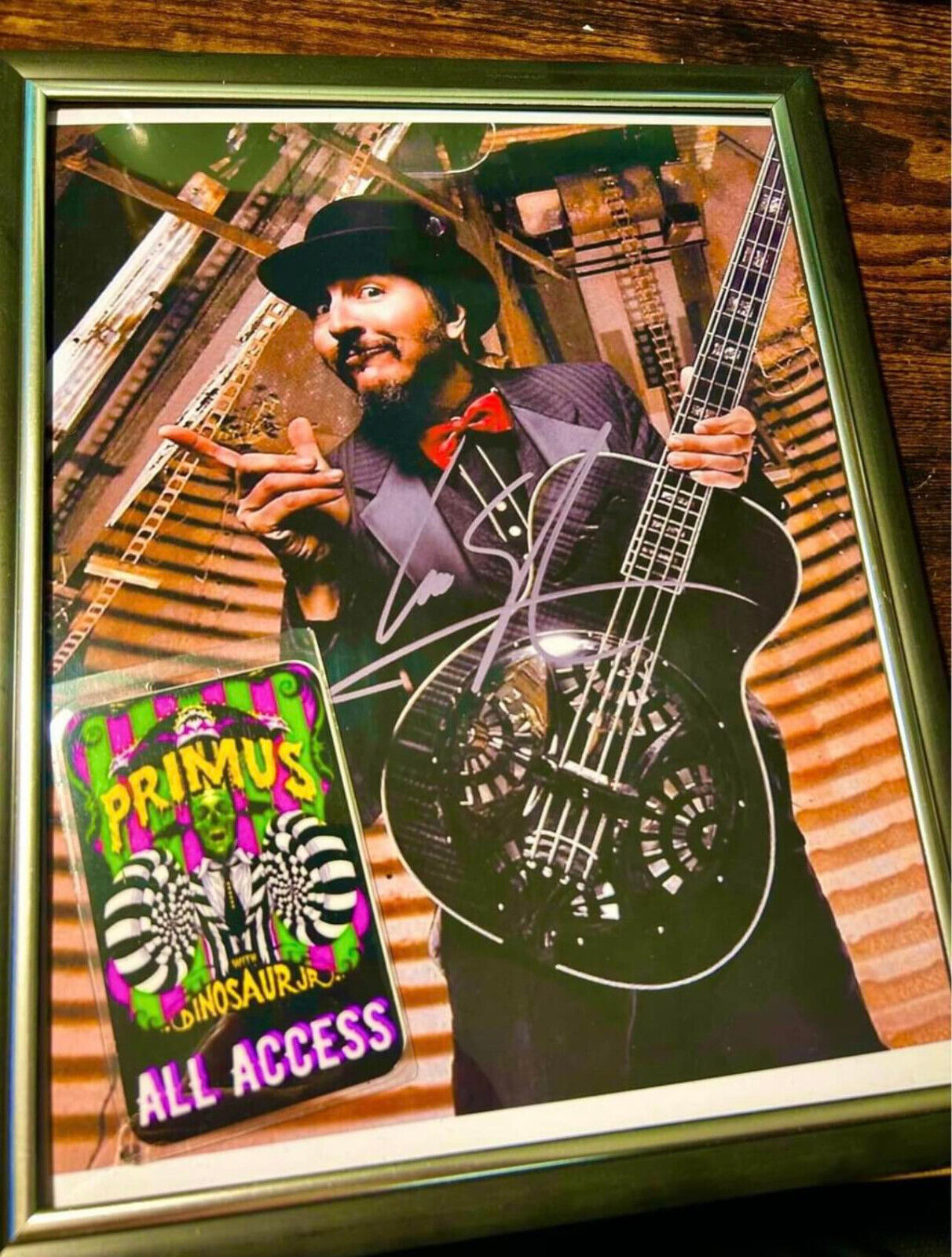 Les Claypool Primus signed Framed photo reprint with Laminate Pass