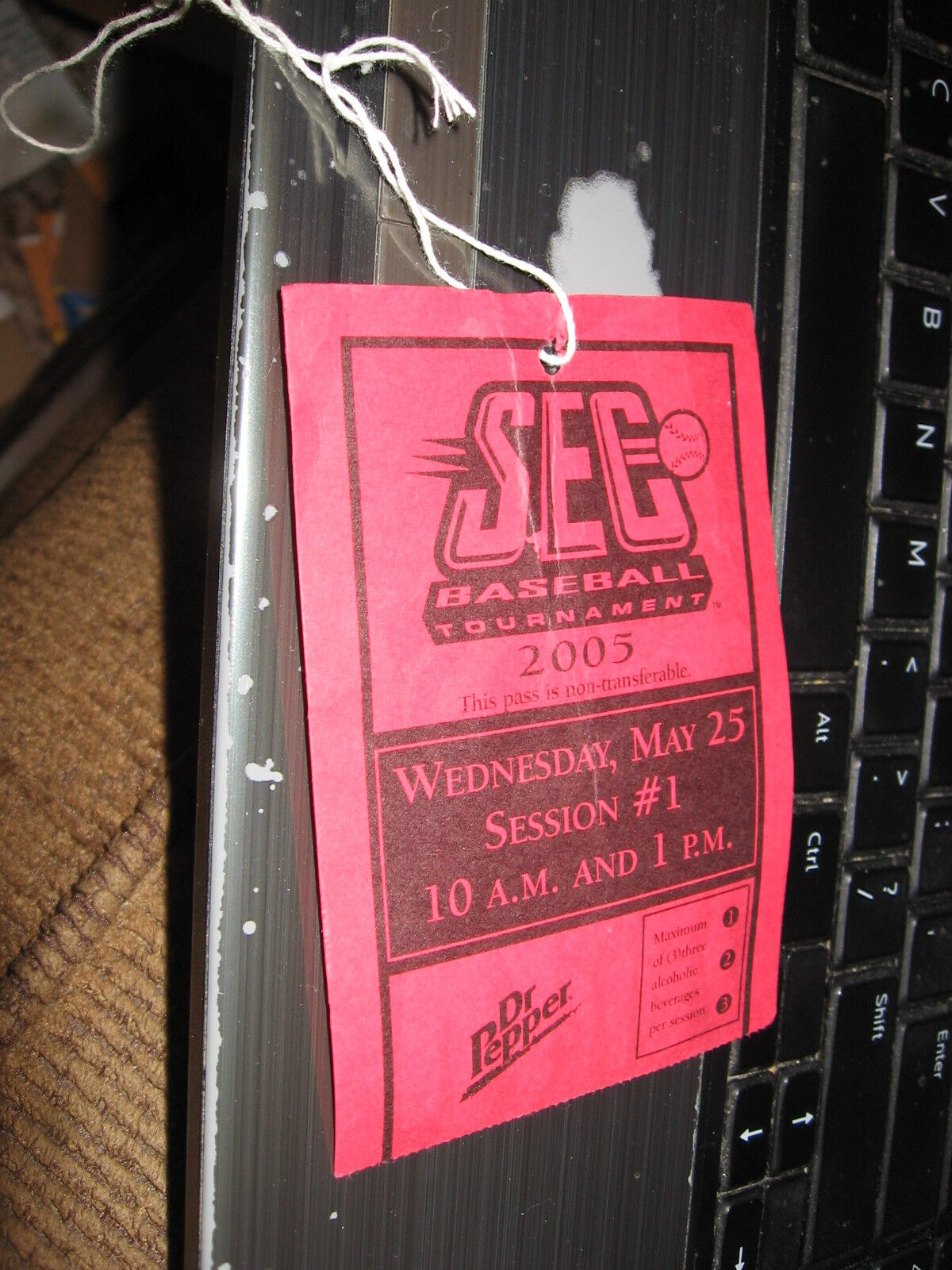 2005 LSU SEC baseball tournament NCAA ticket #1 session dr pepper hoover al stub