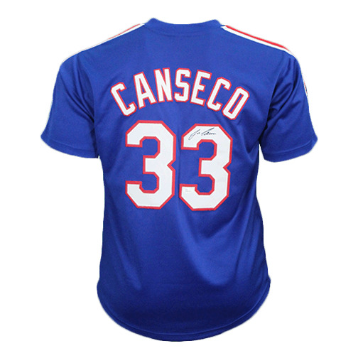 Jose Canseco Autographed Pro Style Texas Baseball Jersey Blue (JSA)