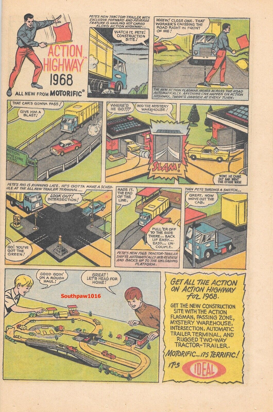 1968 Ideal Motorific Action Highway 1968 Original Vintage Print Ad