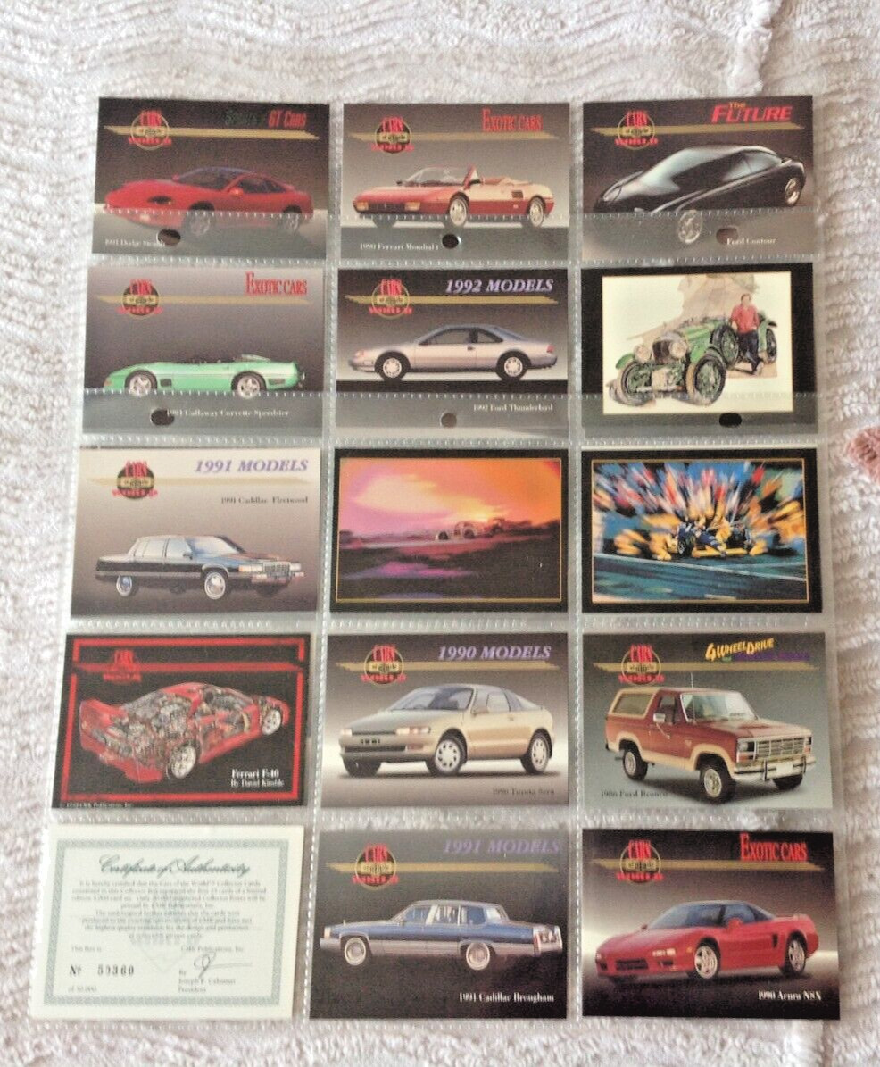 1992 Cars of the World CMK  Full Set 25 plus ltd edition Ferrari F-40 Card