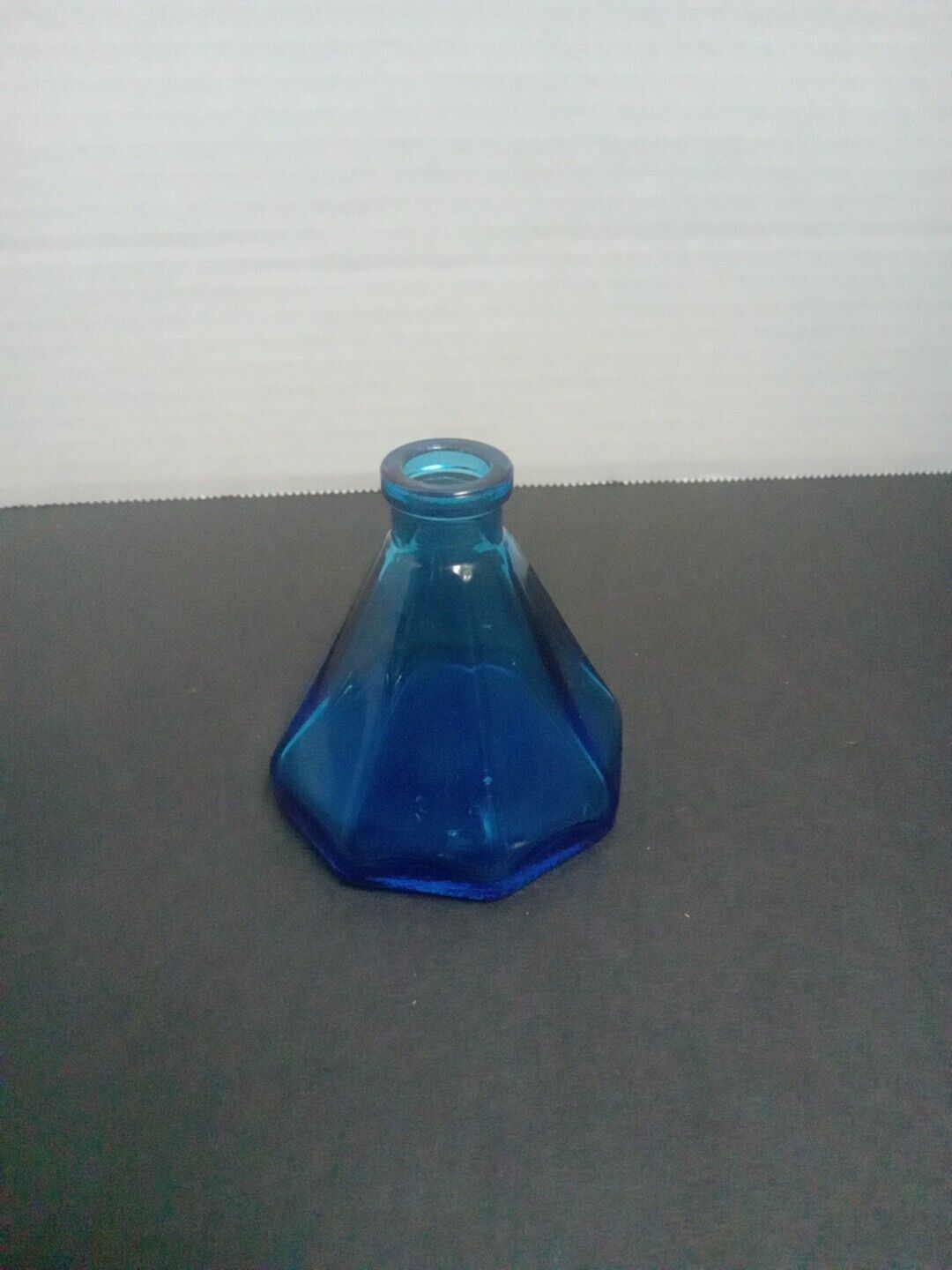 Vintage Wheaton N.J. Blue Glass Octagon Ink Well Bottle