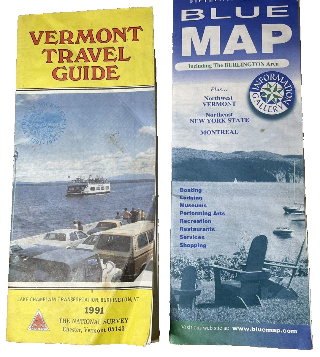 Vermont Vintage Maps and Guide 1991 National Survey Blue Map NY Montreal Taxi