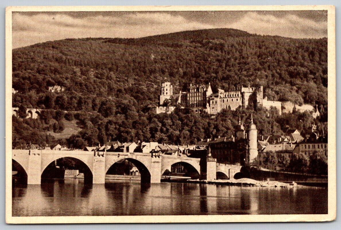 Heidelberg Alte Brucke und Schlob RPPC Real Photo Postcard Stamped