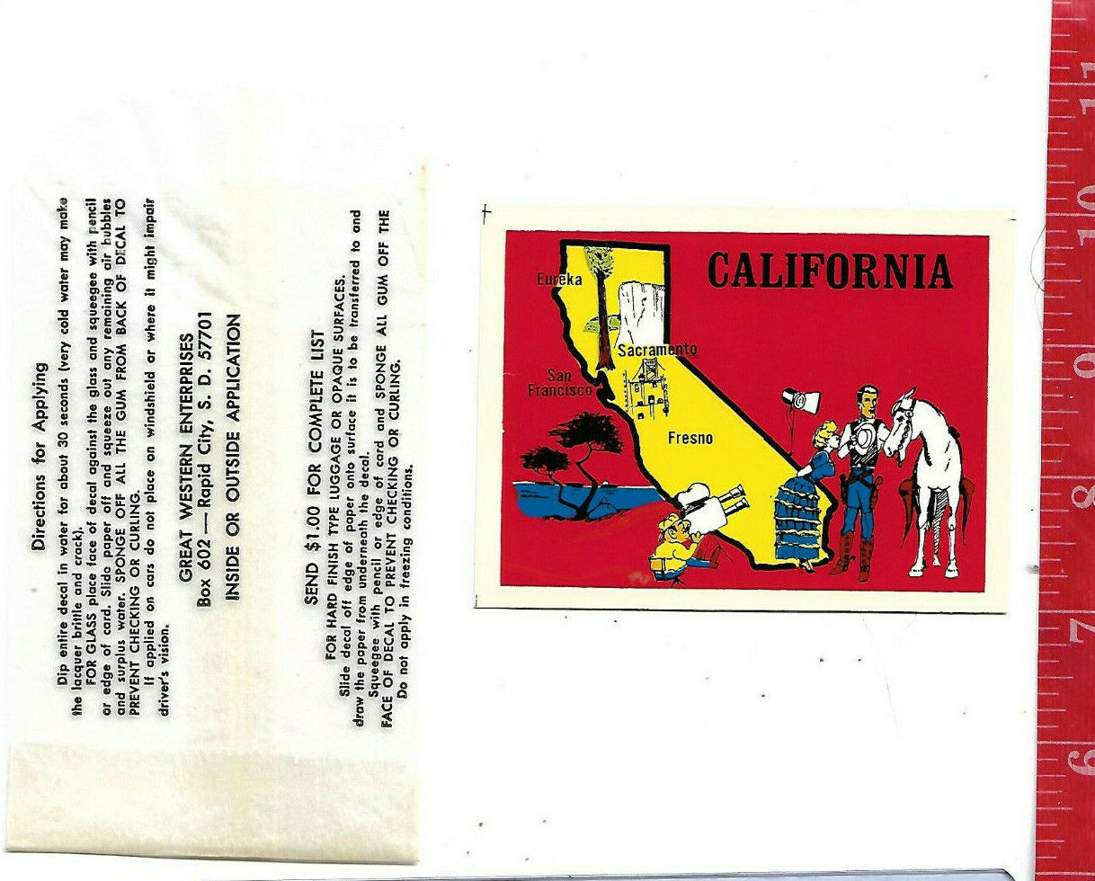 Vintage travel water decal California Great Western Enterprises Inc.