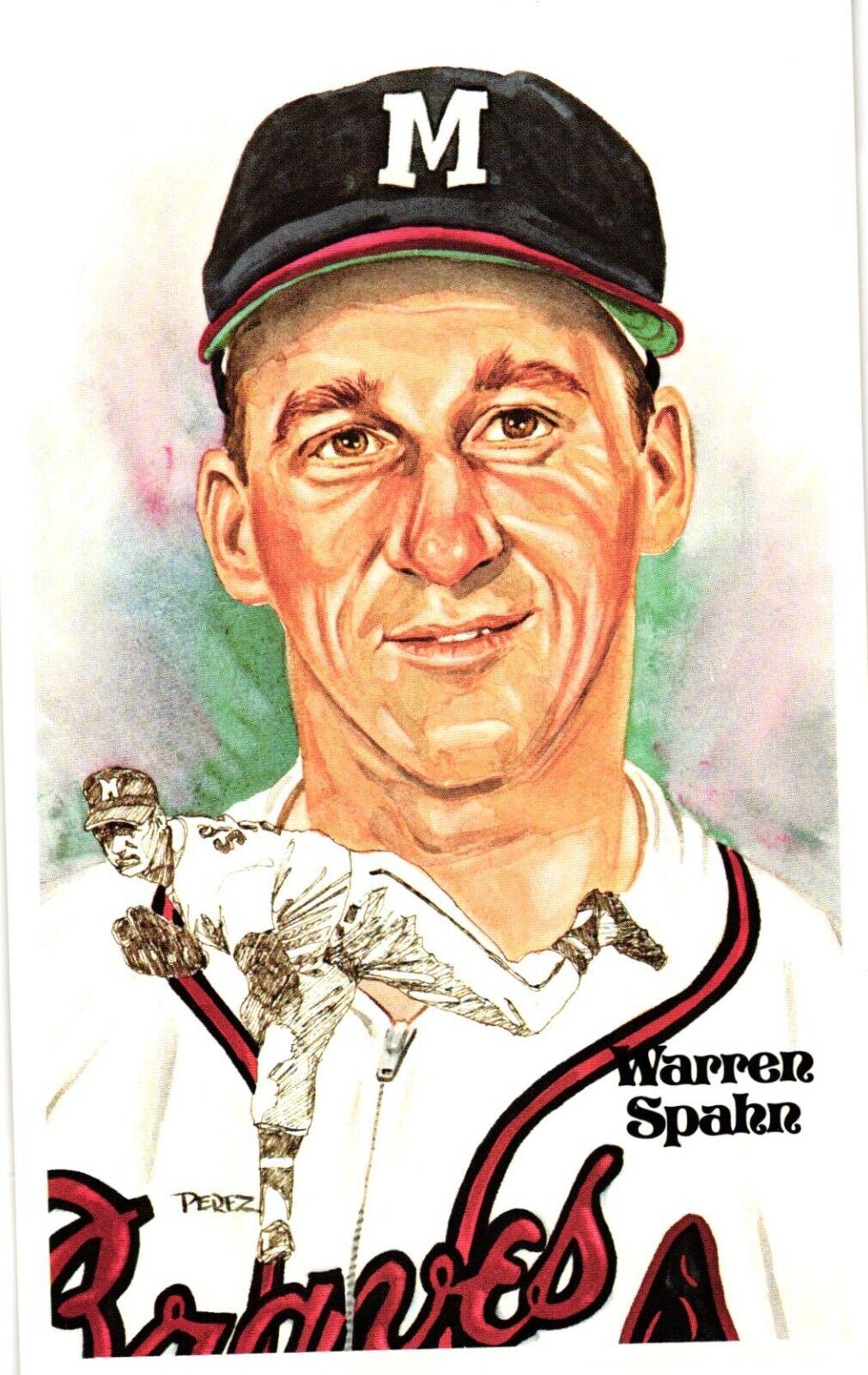 Warren Spahn 1980 Perez-Steele Baseball Hall of Fame Limited Edition Postcard