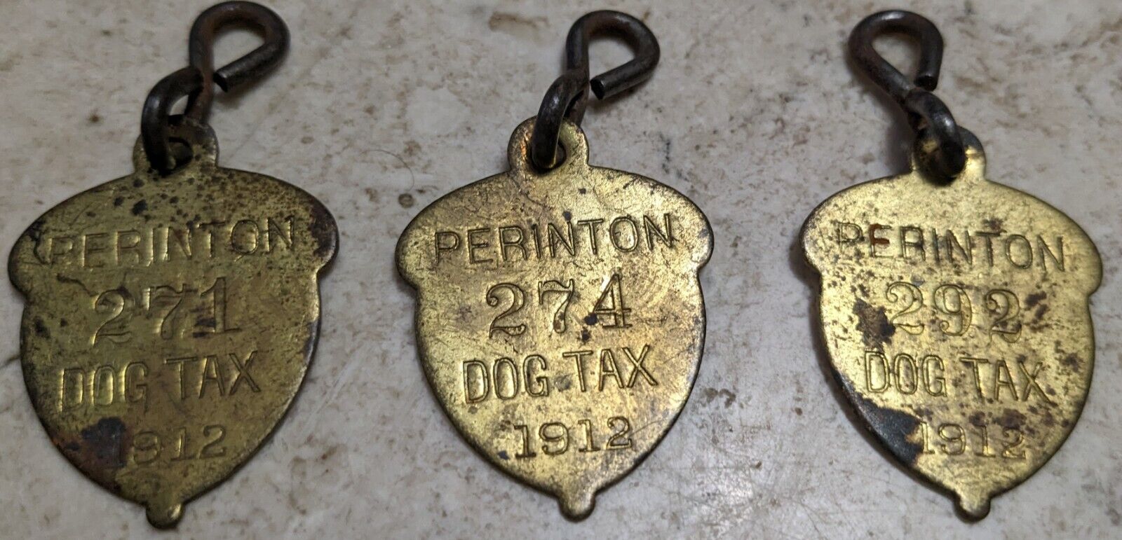 1912 Antique Dog License Tax Tag Lot Perinton, NY