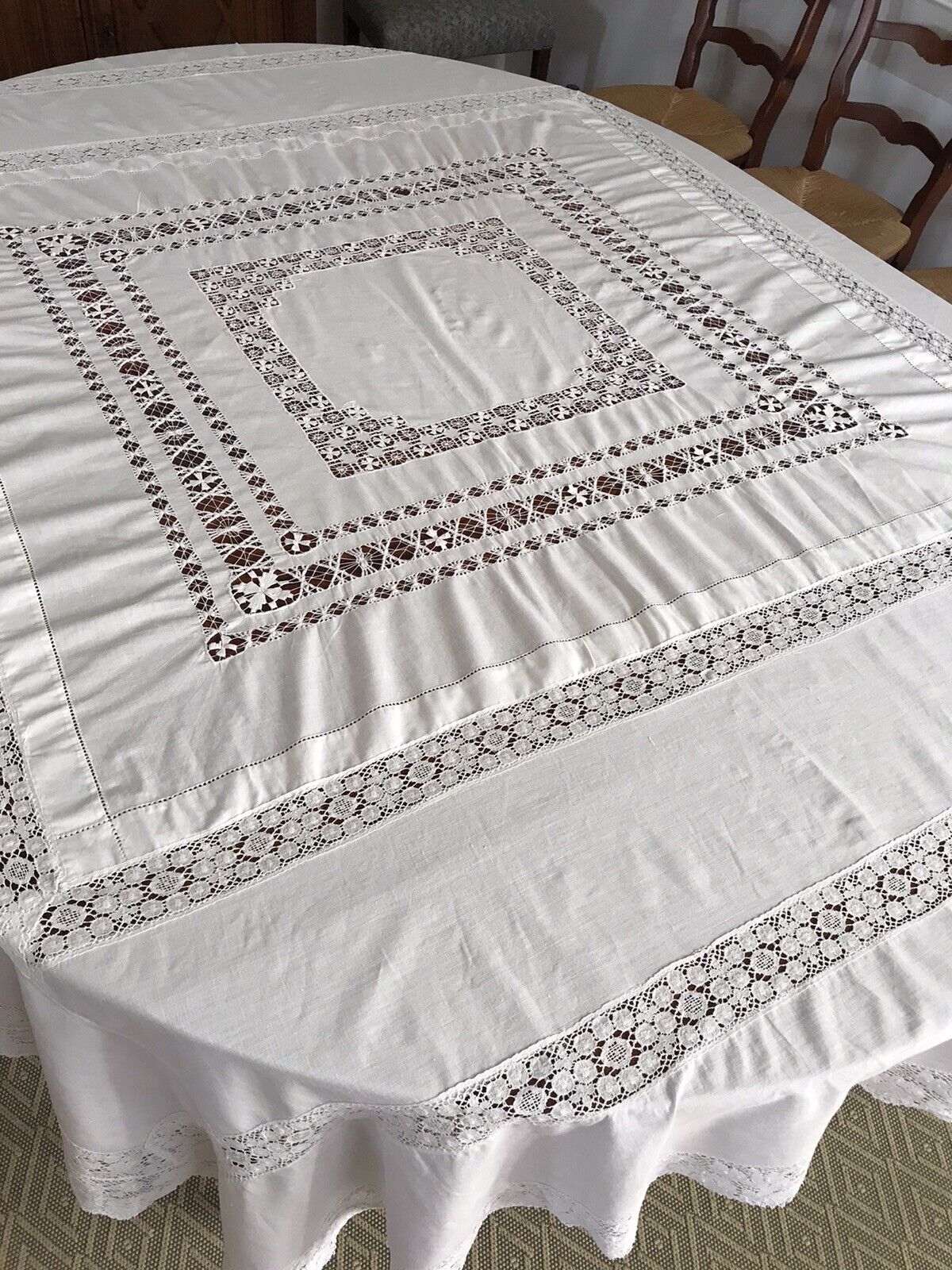 Vintage Tenerife Lace Tablecloth Extra Wide 82\