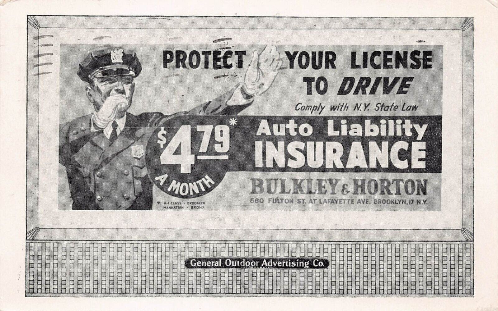 Brooklyn NY New York City Car Insurance Advertising Fulton St Vtg Postcard W7