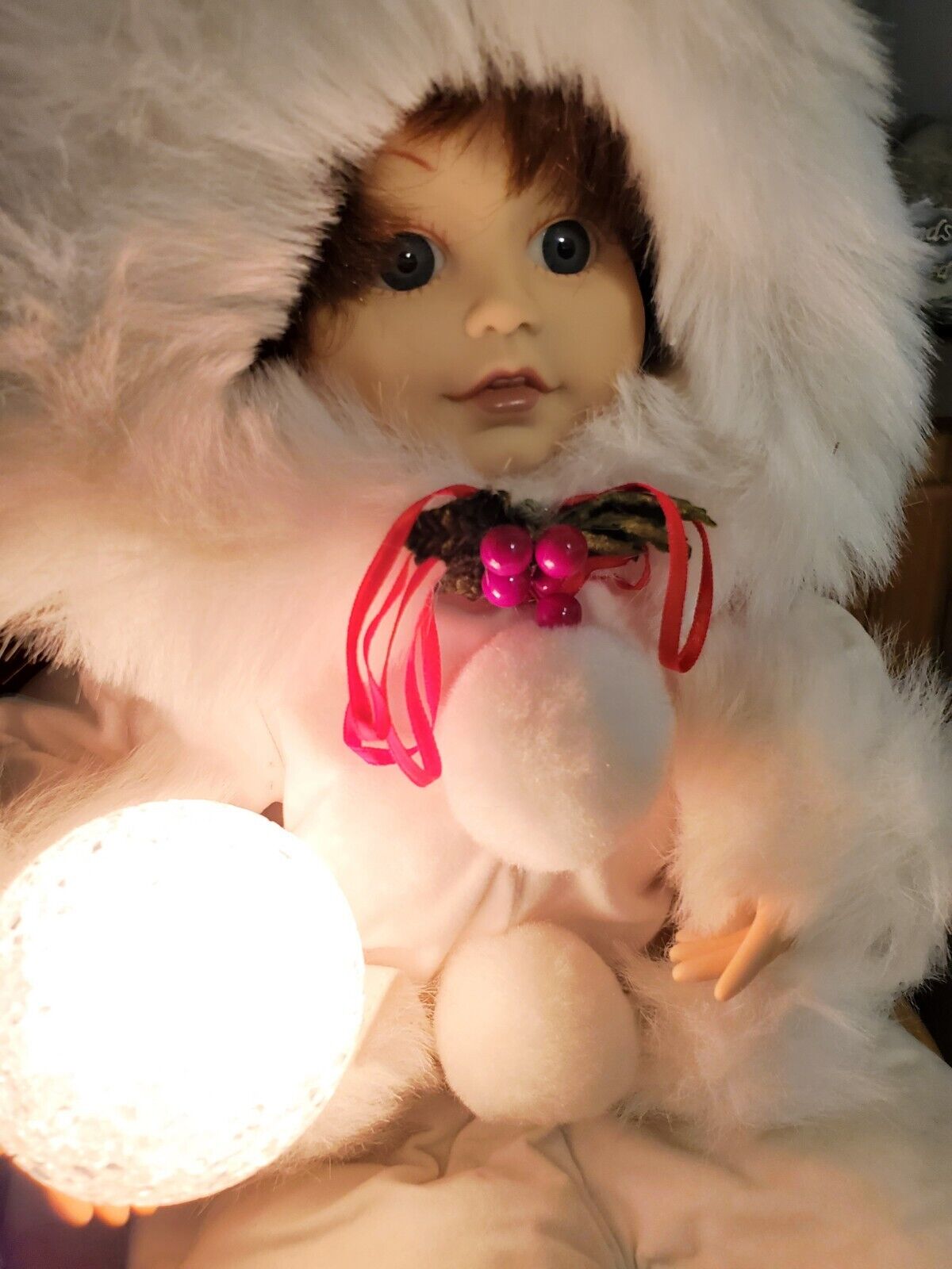 Vntg Christmas Telco Motion-ettes Animated Lighted Eskimo Girl Snowbaby - WORKS