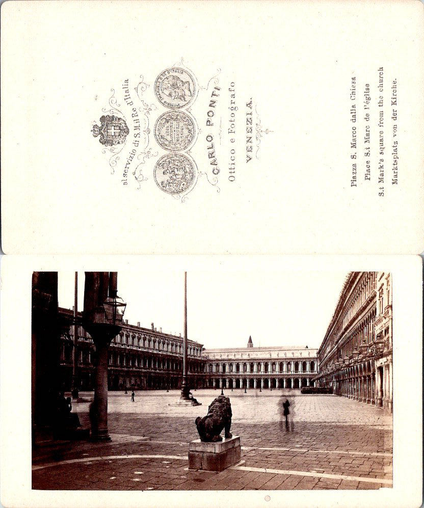 Ponti, Italia, Venezia, St. Mark's Square Vintage CDV albumen business cards - C