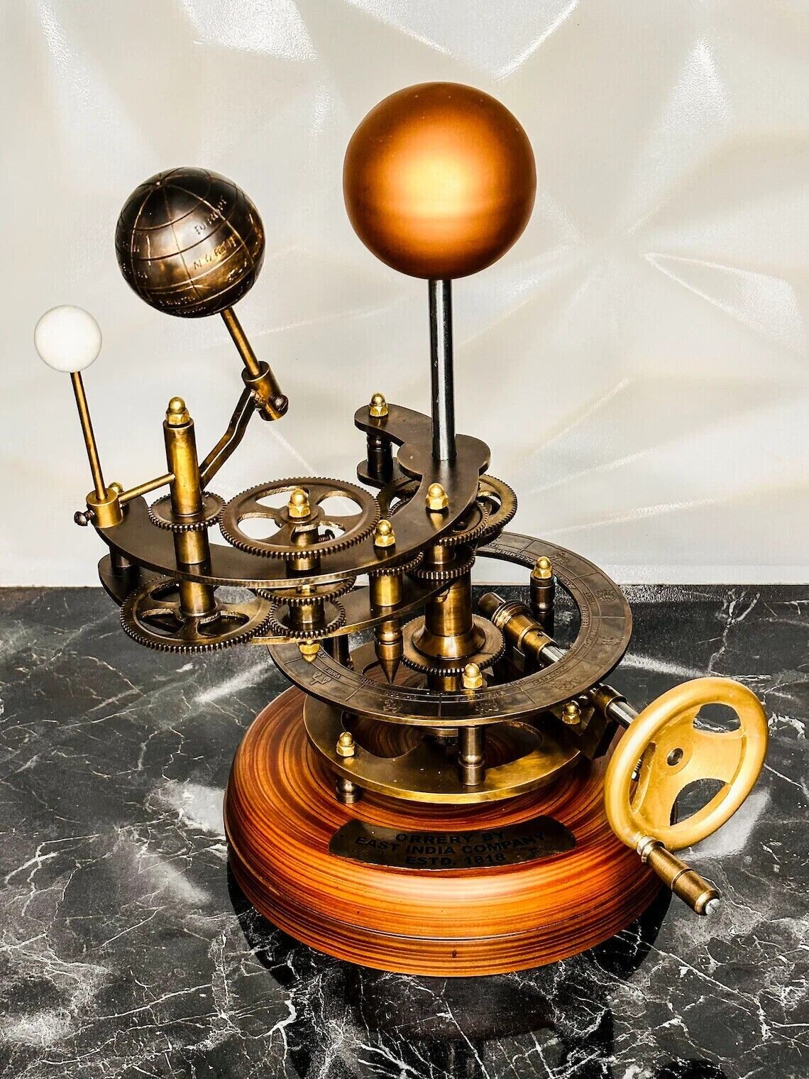 Orrery Earth Rotation Around Sun Brass Handcrafted Functional Solar System