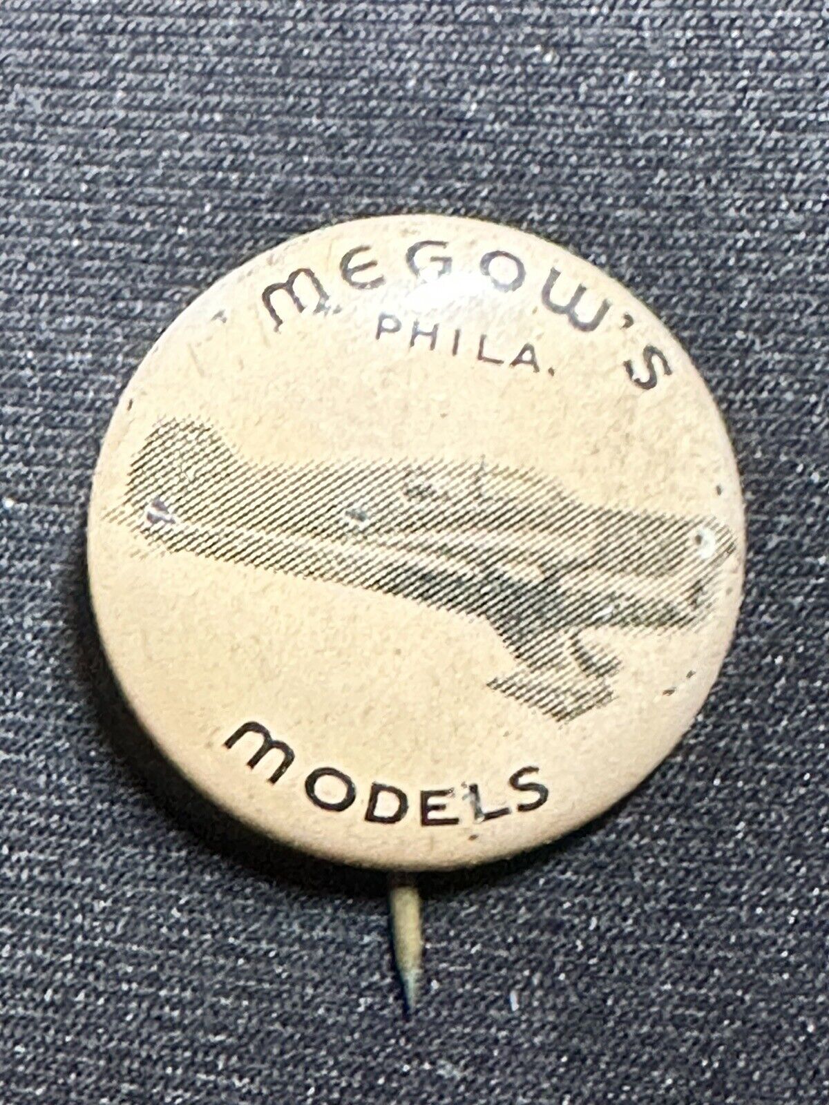 VTG 1930\'s Megow\'s Pinback/Advertising Model Airplane Greenduck Co Chicago