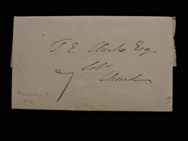 1831 STAMPLESS  LETTER ENV./COMBINATION FROM CULLOMPTON, ENGLAND