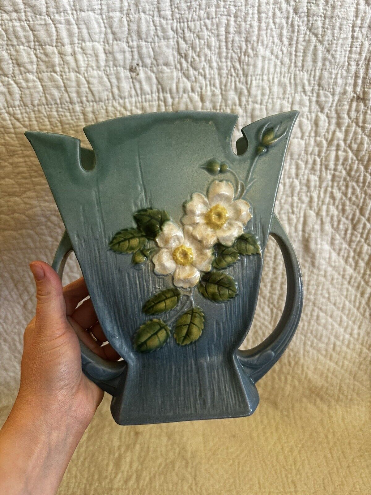 Rare Vintage Sky Blue Roseville Pottery Vase