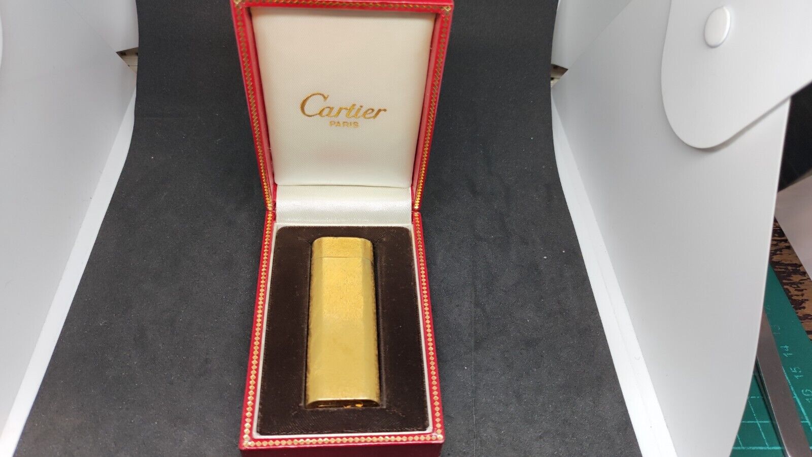 Vintage Cartier Gas Lighter Gold with Box Working Condition Vol.2