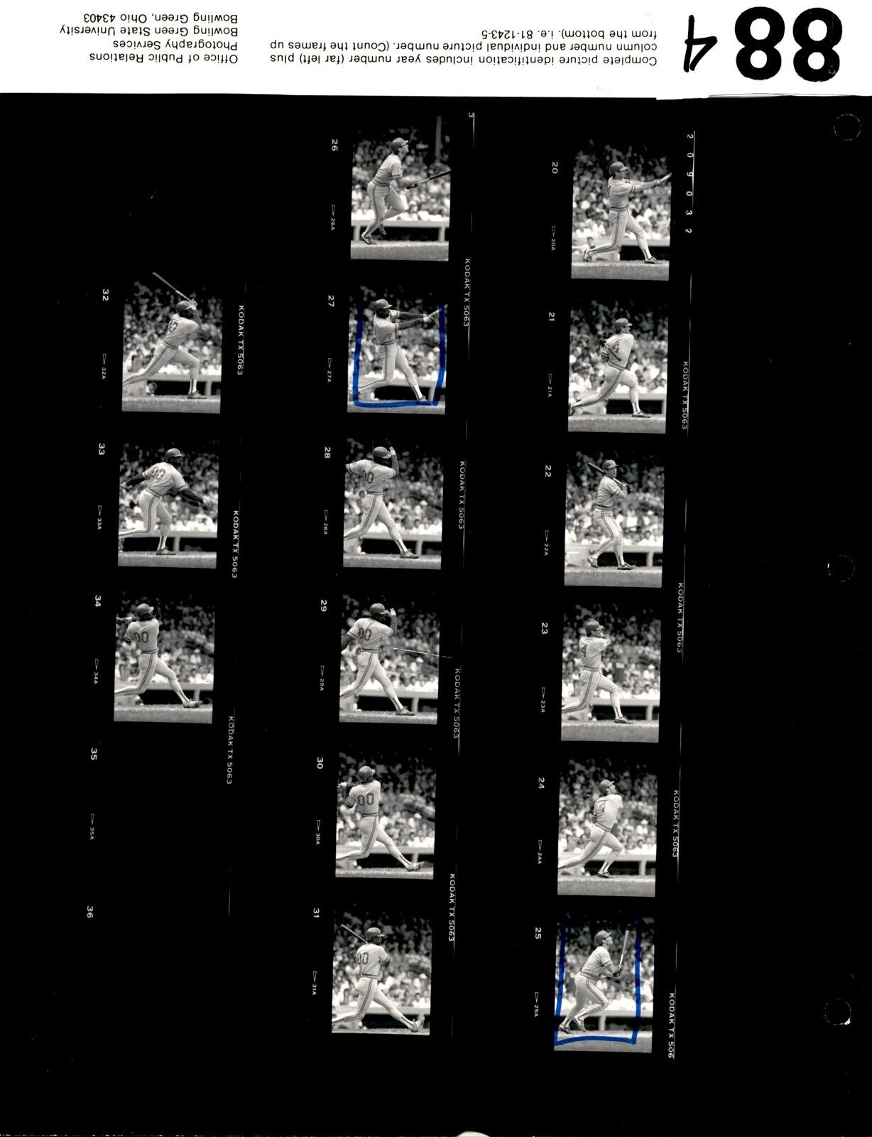 LD363 1988 Orig Contact Sheet Photo PAUL MOLITOR MILWAUKEE BREWERS DET TIGERS
