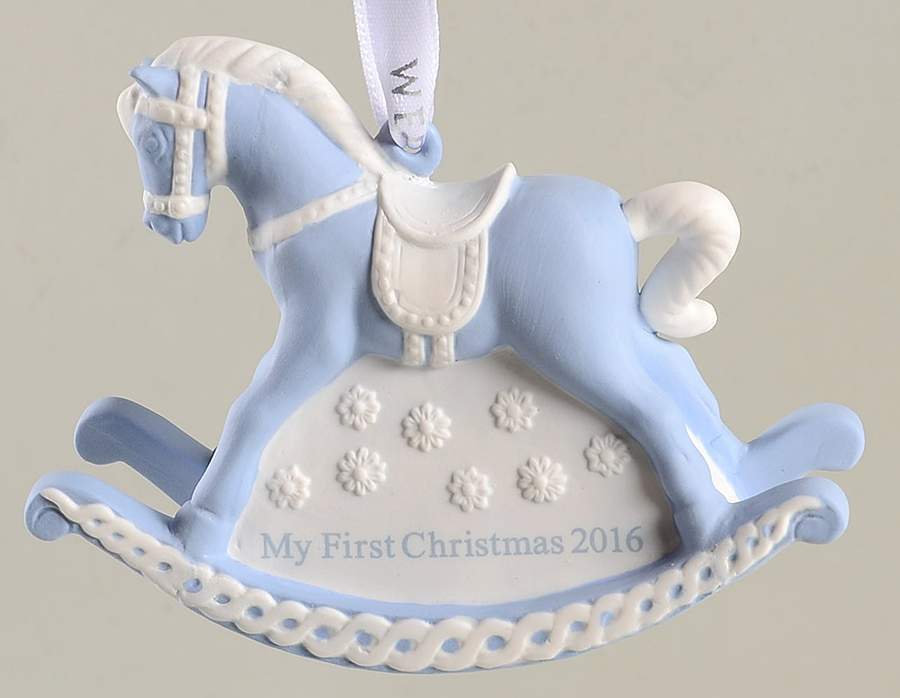 Wedgwood Baby'S First Christmas Baby's 1st Rocking Horse-Blue - Boxed 10933560