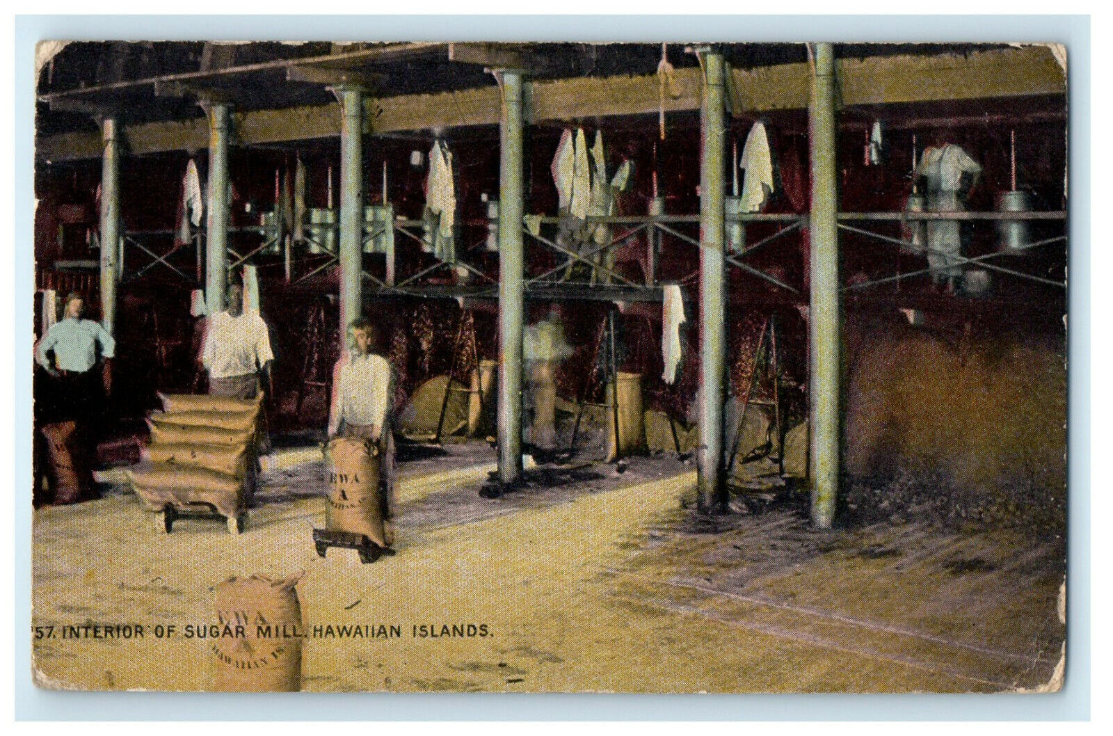 c1910s Interior of Sugar Mill, Hawaiian Island, Hawaii HI Posted Postcard