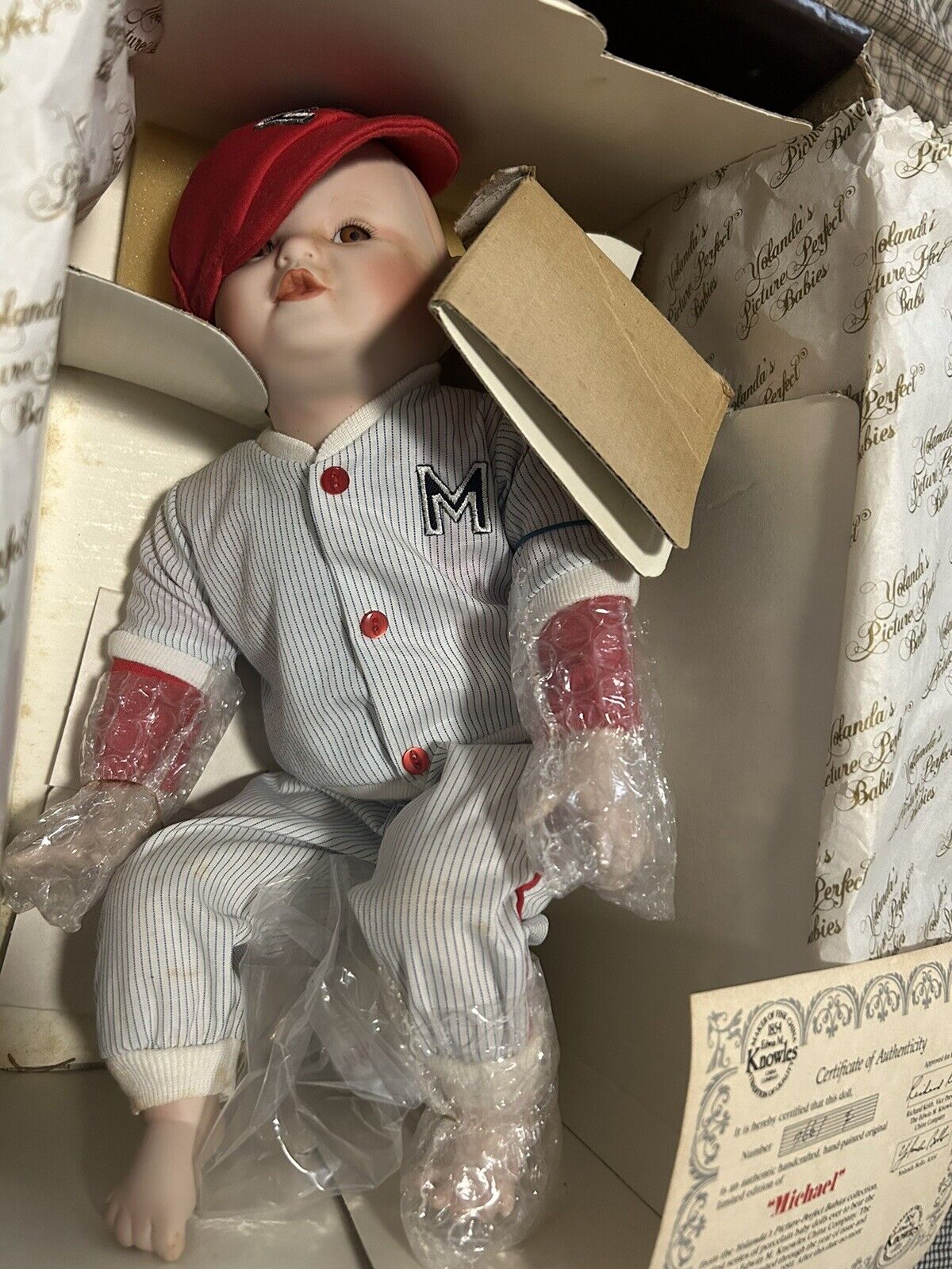 Vintage 1990 Yolanda Bello Michael Baseball Boy Porcelain Doll In Box