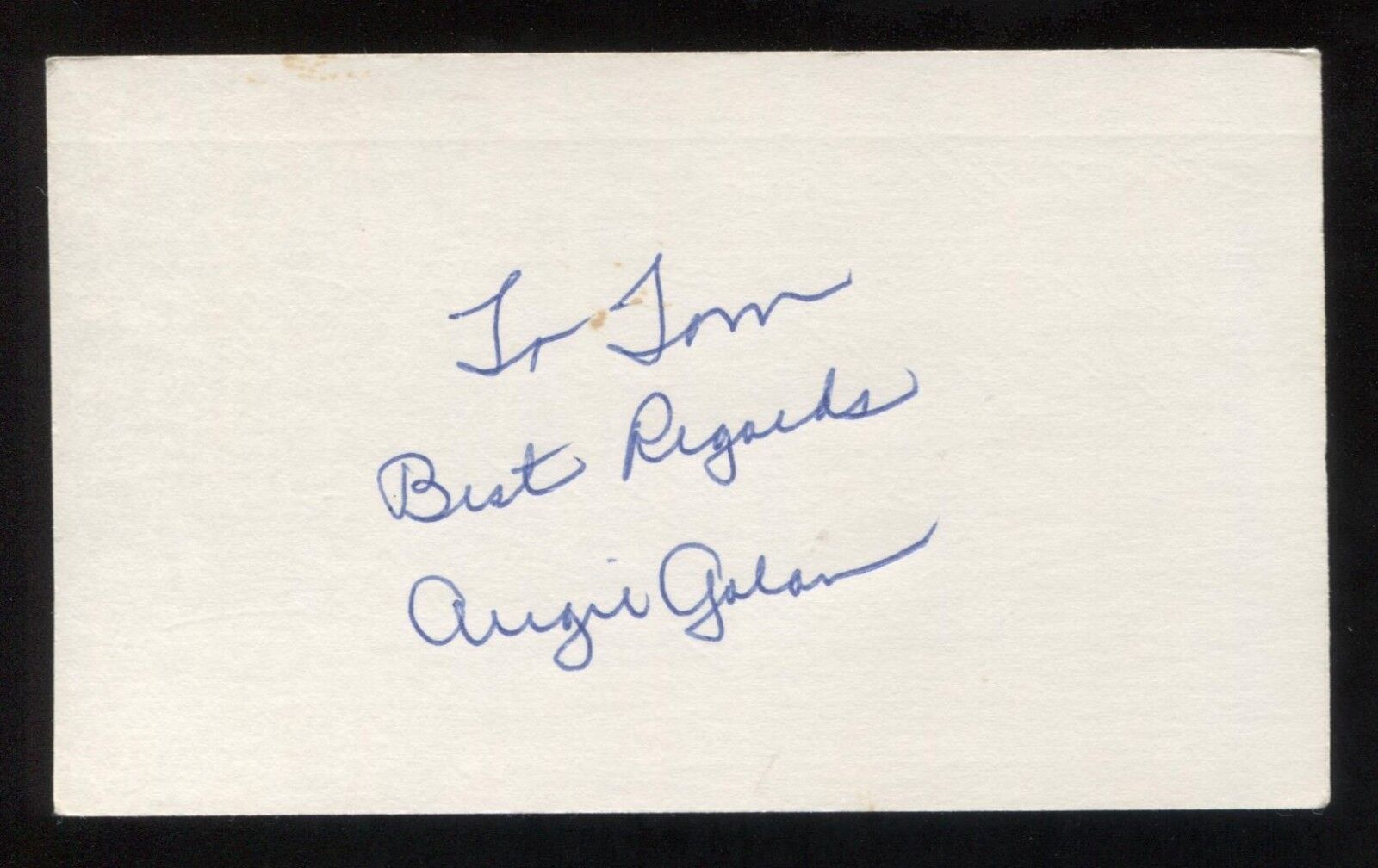 Augie Galan Signed 3x5 Index Card Autographed Vintage Baseball Signature