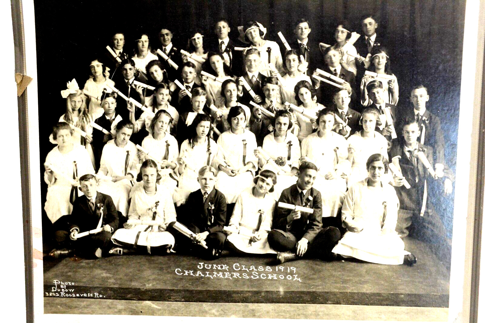 Estelle Graduates  Chalmers School June Class 1919 Cabinet Card Photo 8 x 10